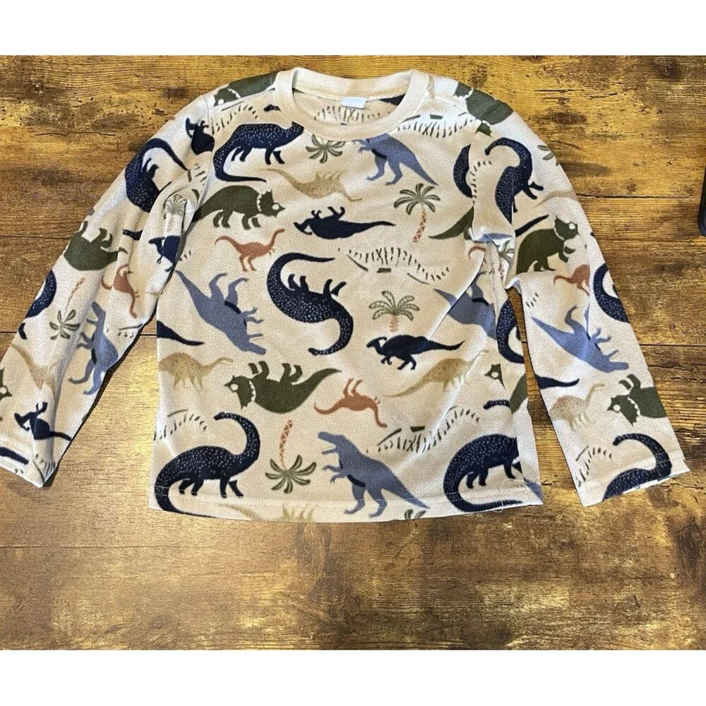 Old Navy Boys  Sz 4T Pajamas Pj Set Fleece Dinosaurs 2-Piece Sleepwear Winter